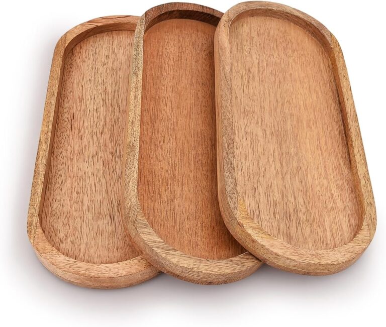 Mango Oval Wood Tray Set of 3 12x5