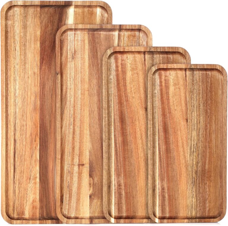 4 Set Acacia Wooden Serving Tray 10x5/12x6/14x7/16x8 in